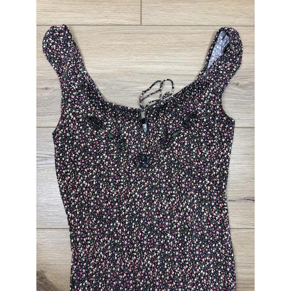 Rampage Y2K Dress Juniors 7 Floral Beaded Butterfly Sundress Midi Summer - Picture 10 of 11